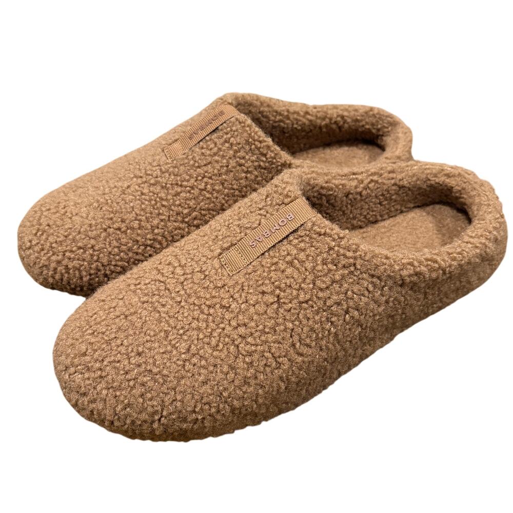 Bombas Womens Size 11 Sunday Slipper Faux Sherpa Fleece Camel Brown Slip On Shoe